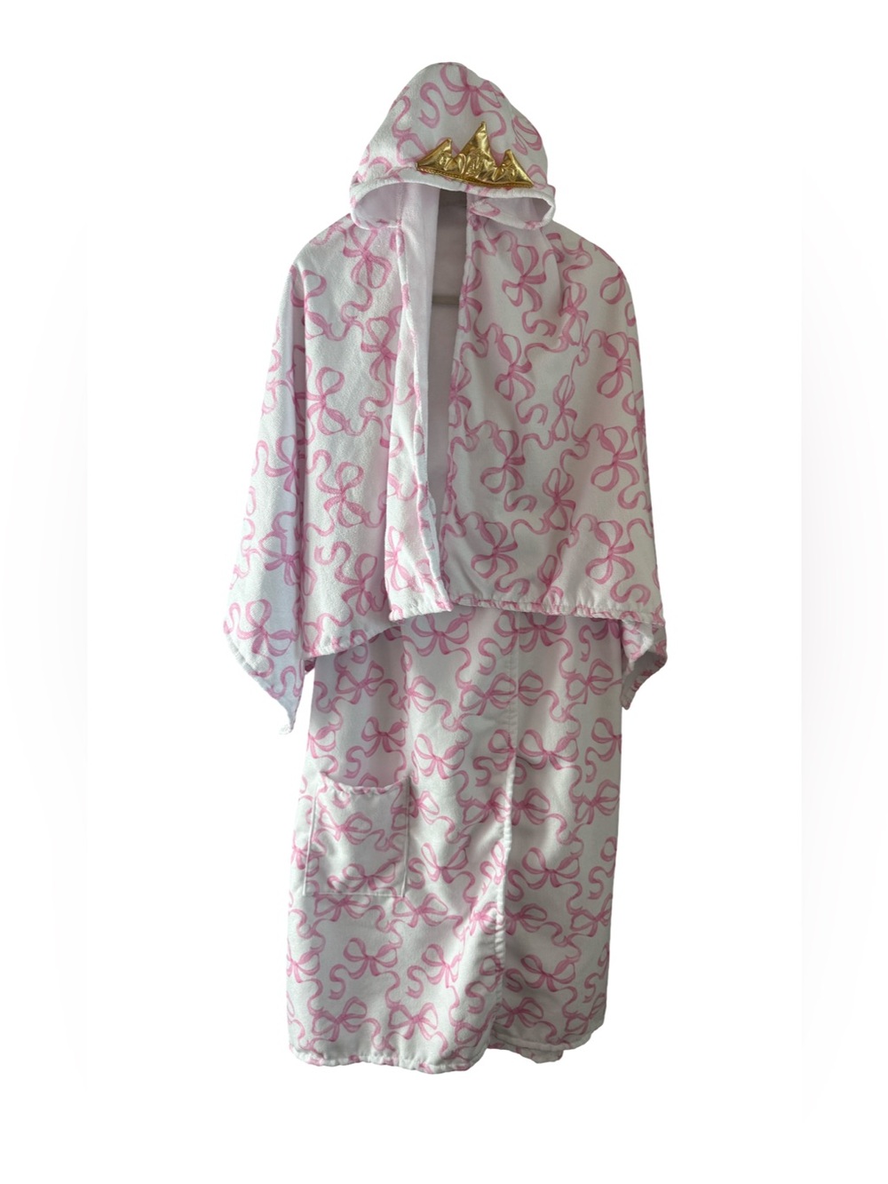 Hi Peach Layne Mama & Mini Bath Wrap Set Pink Bow Coquette Hooded Towel Crown